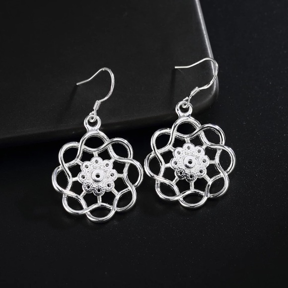 Sterling Silver Floral Earrings - Picture 3 of 4
